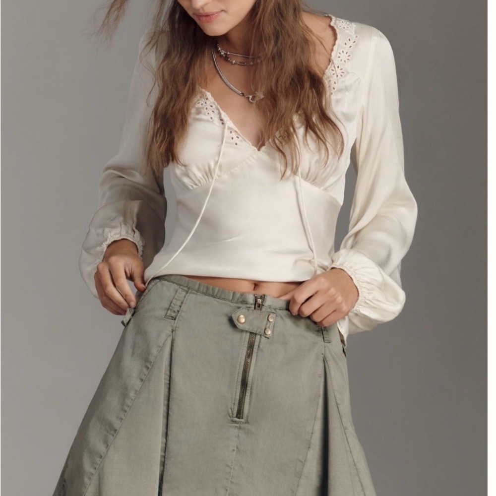 Pilcro Mini Skort in Olive Green